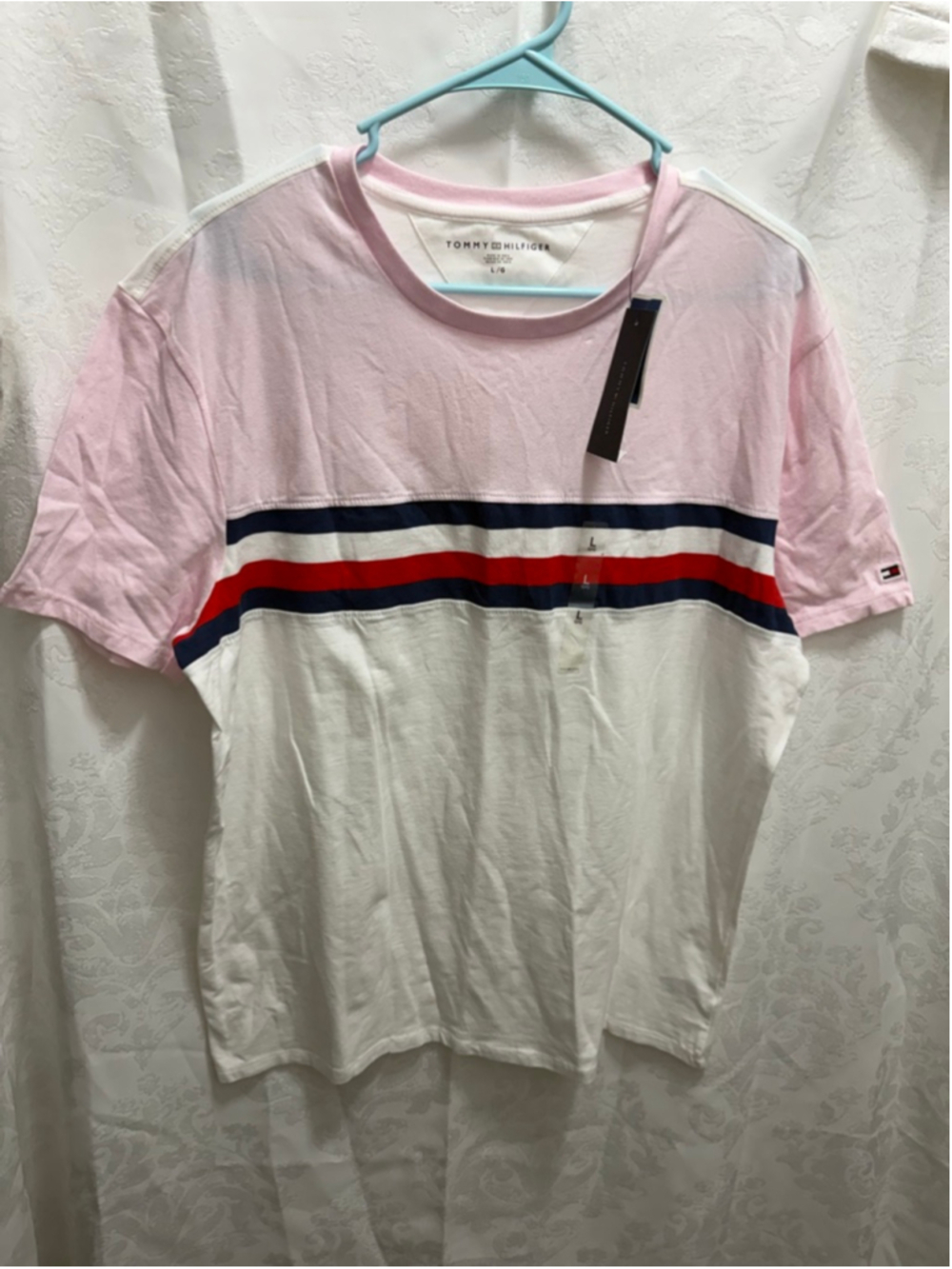 Men's Tommy Hilfiger Short Sleeve Tee L White Pink